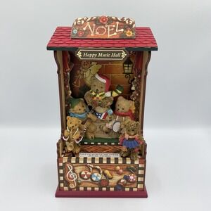 VTG Noel Happy Music Hall Teddy Bear Band Animated Christmas Decor VIDEO